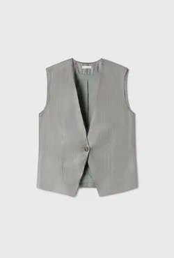 Twill Slouch Vest Moon Pinstripe
