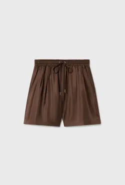 Twill Slouch Shorts Dark Earth Pinstripe