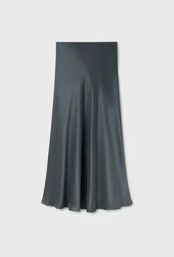 Long Bias Cut Skirt Slate