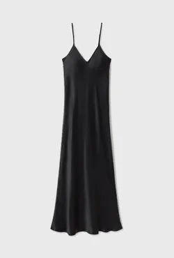 90S Slip Dress Blanket Stitch Black