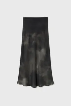Chiffon Long Bias Cut Skirt Smoke