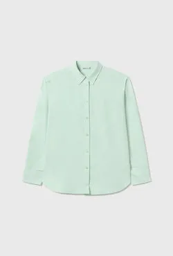Cotton Silk Pleated Yoke Shirt Dew