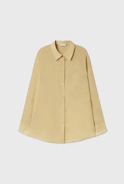 Sheer Cotton Pleated Yoke Shirt Shell