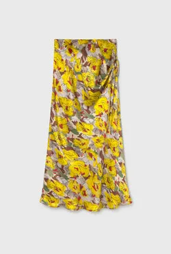 Long Bias Cut Skirt Sunflower Floral
