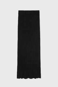 Ribbed Straight Skirt Black