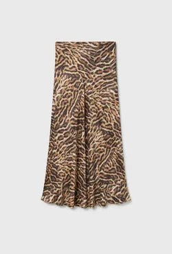 Long Bias Cut Skirt Leopard