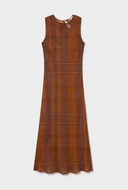 Chiffon Rasa Dress Root Plaid
