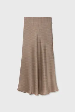 Long Bias Cut Skirt Micro Plaid