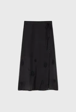 Feather Wrap Skirt Black