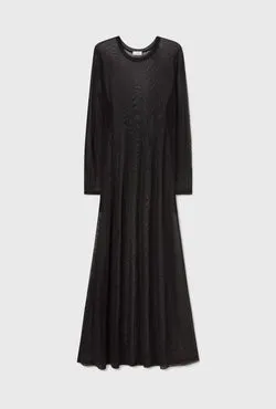 Mesh Long Sleeve Dress Black