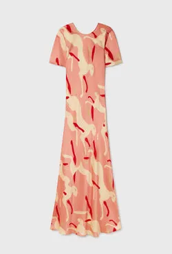 Short Sleeve Bias Dress Rabbit Amaranth