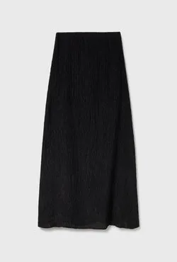 Crinkle Long Bias Cut Skirt Black
