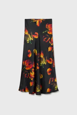 Long Bias Cut Skirt Tulipa Black