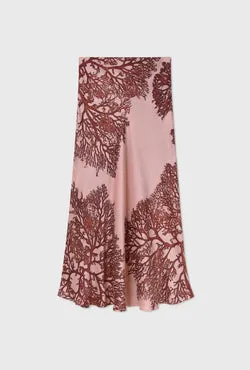 Long Bias Cut Skirt Pressed Coral