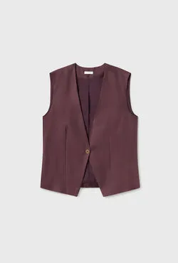 Twill Slouch Vest Cacao