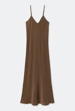 90S Slip Dress Dark Earth