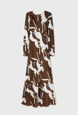 Full Sleeve Bias Dress Rabbit Dark Earth