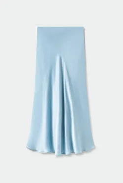 Long Bias Cut Skirt Sky