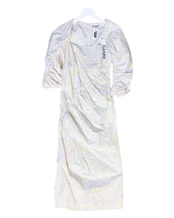 Size 40 (12) | Ganni Cotton Floral Ruched Dress