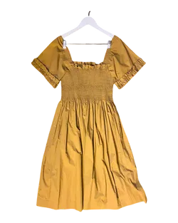 Size L | Molly Goddard Shirred Cotton Midi Dress