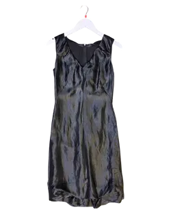 Size 40 (8) | Dolce & Gabbana Liquid Satin Sleeveless Bubble Hem Dress With Tags