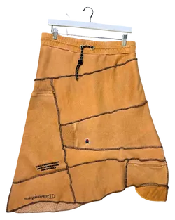 Size M | Homie Tan Patchwork Midi Skirt