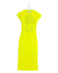 Size S | Arthur Neon Yellow Knitted Midi Dress