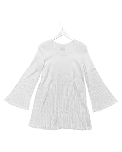 Size L (40) | ALAÏA White Mini Knitted Tent Dress