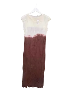 Size XS/S | Handmade Cream/Brown Ombre Midi Dress