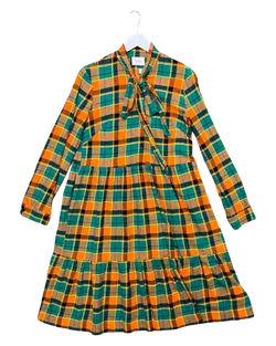 Side 8 | Obus Green/Orange Tartan Midi Dress