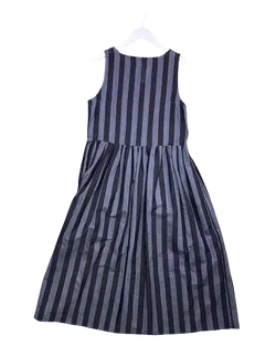 Size S | Mimi Hovlast Black/Grey Organic Cotton Striped Midi Dress