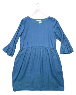 Size L | Lauren + Angie Teal Linen Mini Dress