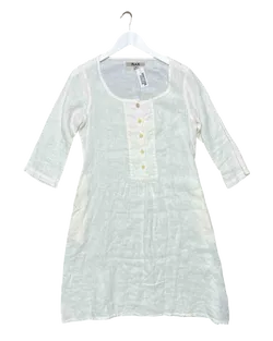 Size P (S) | Flax White Linen Smock Mini Dress