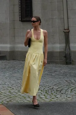 Naples Drop Waist Midi Dress - Butter