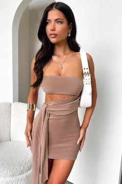 Noel Strapless Mini Dress - Tan