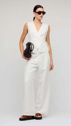 White Linen Wide Leg Pants