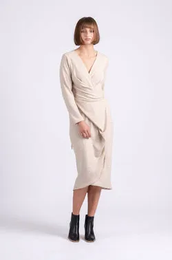 OFS Wrap Dress in Sand Knit