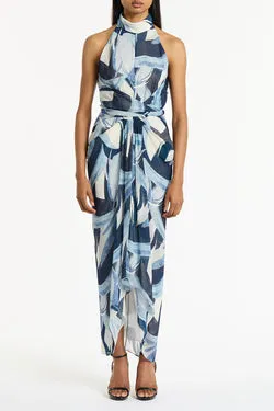 PAINTED FLORAL GEORGETTE WRAP DRESS