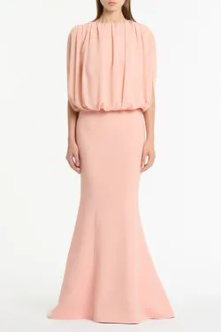 PALE ROSE CREPE FISHTAIL MAXI SKIRT