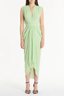 PERIDOT GEORGETTE SLEEVELESS WATERFALL DRESS