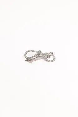 Whitney Bow Hair Clip - Silver