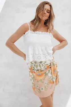 Calypso Wrap Mini Skirt - Spring Floral