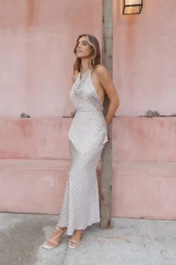 Dellia Maxi Skirt - Brown Stripes