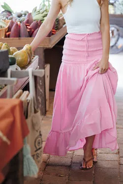 Valerie Drop Waist Maxi Skirt - Pink