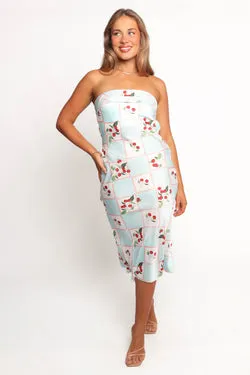 Benton Strapless Midi Dress - Cherry Print