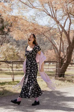 Cecelia Puff Sleeve Maxi Dress - Black Floral