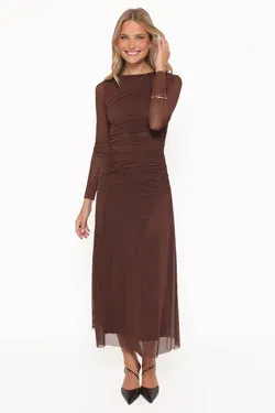 Colton Long Sleeve Maxi Dress - Brown