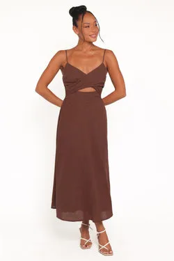 Elvina Midi Dress - Brown