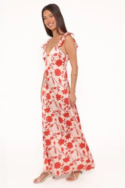 Enala Maxi Dress - Red Floral