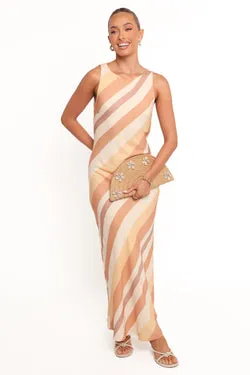 Flavia Maxi Dress - Brown Stripe